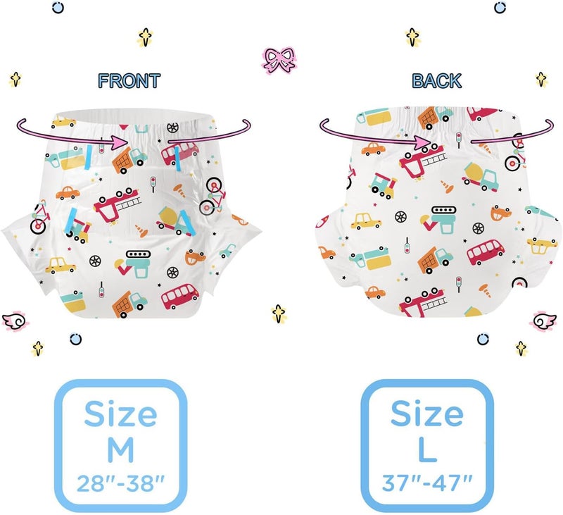 CutiePlusU Adult Diapers 2 Pieces Incontinence Briefs with Tabs for Women and Men Maximum Overnight Absorbency Busy Driver Large 3747 - Image 4