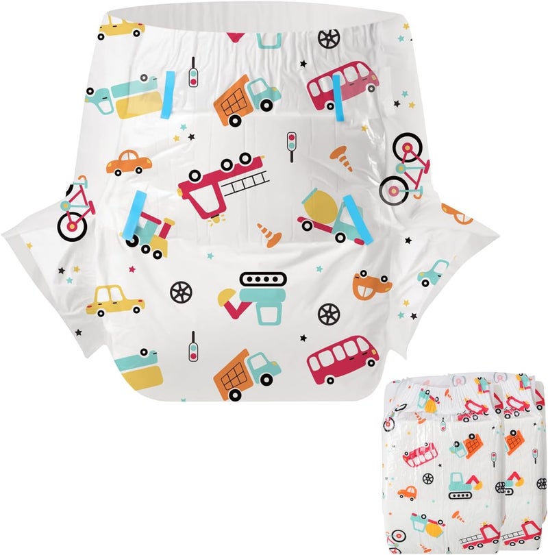 CutiePlusU Adult Diapers 2 Pieces Incontinence Briefs with Tabs for Women and Men Maximum Overnight Absorbency Busy Driver Large 3747 - Image 1