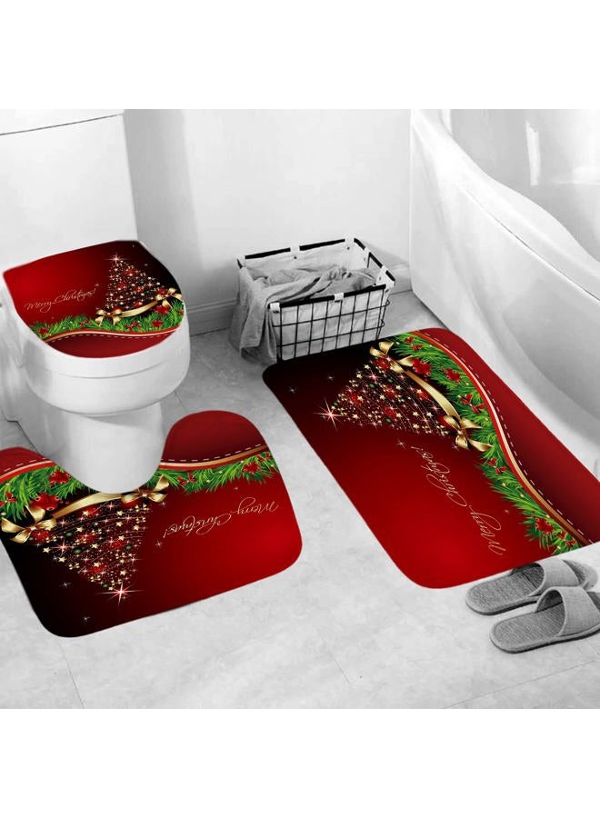 DDS-DUDES Chirstmas Shower Curtain Set for Bathroom Decor (Red Christmas) - Image 4