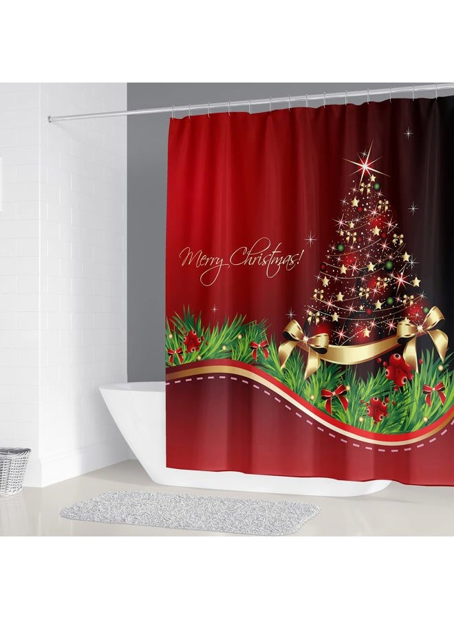 DDS-DUDES Chirstmas Shower Curtain Set for Bathroom Decor (Red Christmas) - Image 2