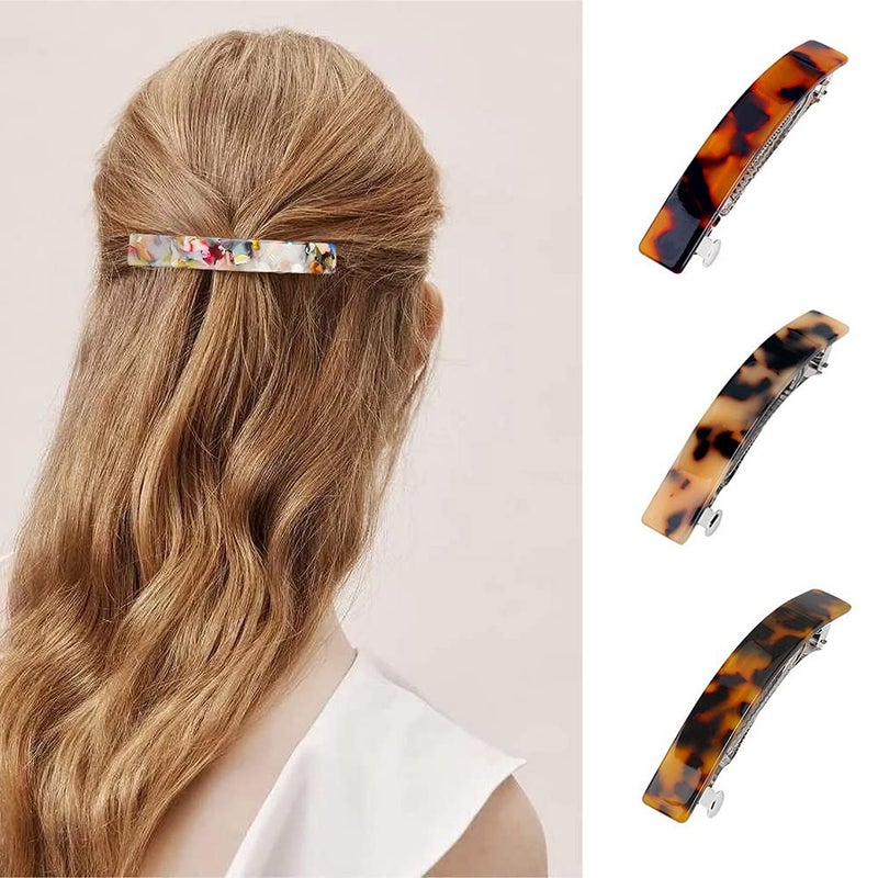 SUMAJU 6 Pcs Tortoise Shell Hair Barrettes,Stocking Stuffers for Women Acetate French Design Flat Hair Clips for Girls Mom (2) - Image 4