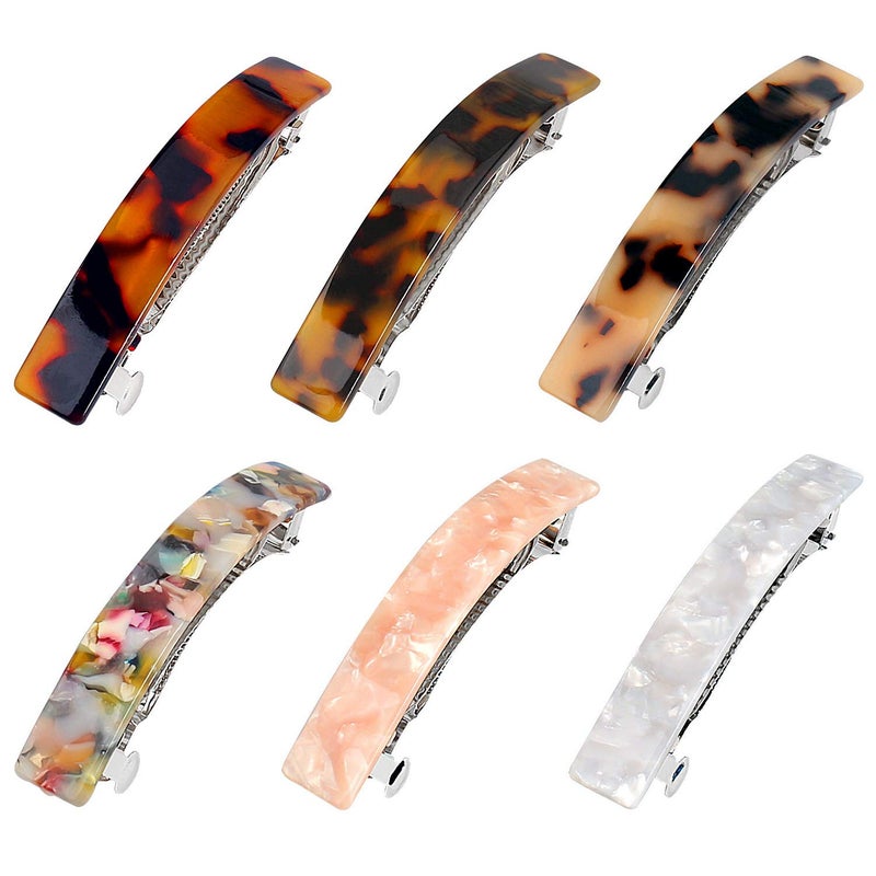 SUMAJU 6 Pcs Tortoise Shell Hair Barrettes,Stocking Stuffers for Women Acetate French Design Flat Hair Clips for Girls Mom (2) - Image 1