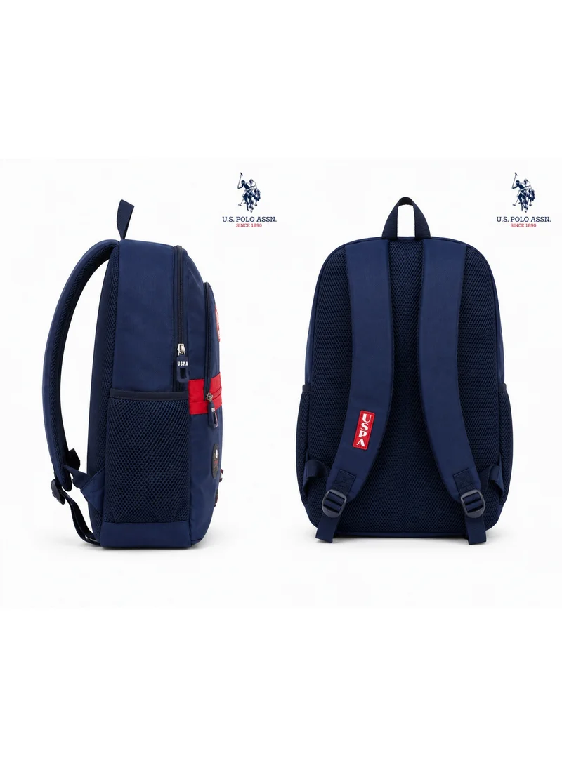 U.S. Polo Assn. U.S. Polo Assn. Classic Navy USA Heritage Patch Backpack for School and Office MultiCompartment Bag for Campus