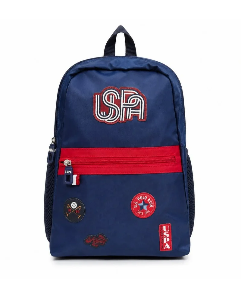 U.S. Polo Assn. U.S. Polo Assn. Classic Navy USA Heritage Patch Backpack for School and Office MultiCompartment Bag for Campus
