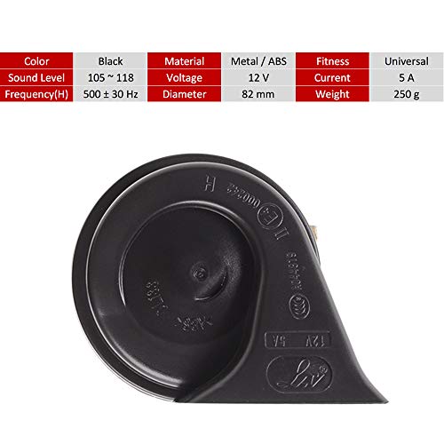 Evermotor Car Horn 12v Loud Air Horn Universal Signal Speaker for Motorcycle,Truck,Golf Cart,Moped,Scooter,ATV 118 dB Snail Horns with E-MARK - Image 2