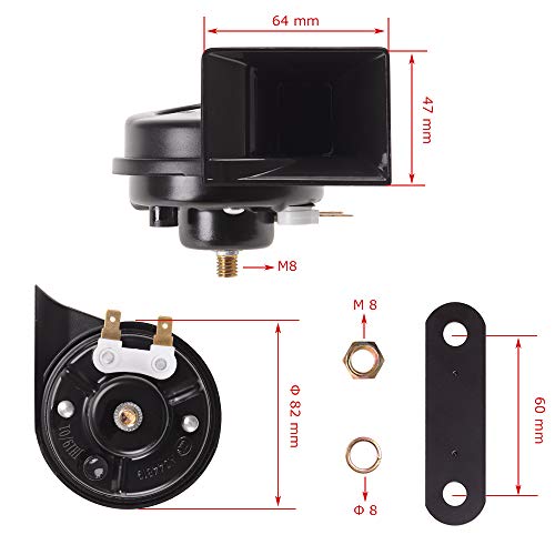Evermotor Car Horn 12v Loud Air Horn Universal Signal Speaker for Motorcycle,Truck,Golf Cart,Moped,Scooter,ATV 118 dB Snail Horns with E-MARK - Image 3