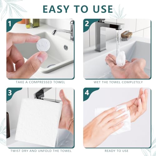 KISEER 200 Pieces Compressed Towels Portable Disposable Mini Compressed Coin Tissue Toilet Paper Tablets for Travel, Camping, Hiking, Sport, Beauty Salon, Home Hand Wipes - Image 4