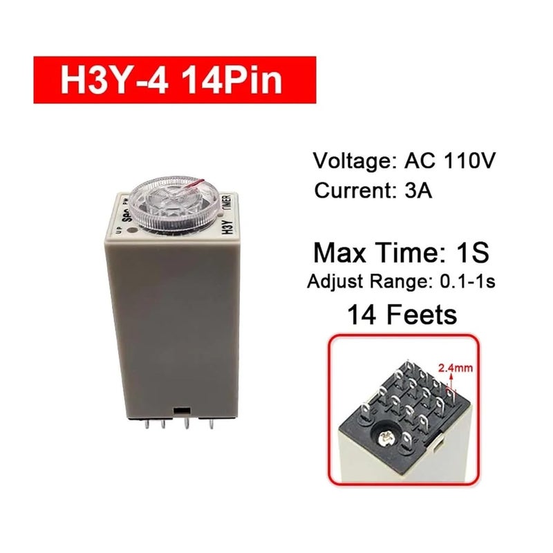قطعة واحدة H3Y-4 AC110V 220V مؤقت تأخير تشغيل الطاقة بمفتاح دوار 1S/5S/10S/30S/60S/5M/10M/30M/60M (0-1 ثانية AC110V) - Image 2