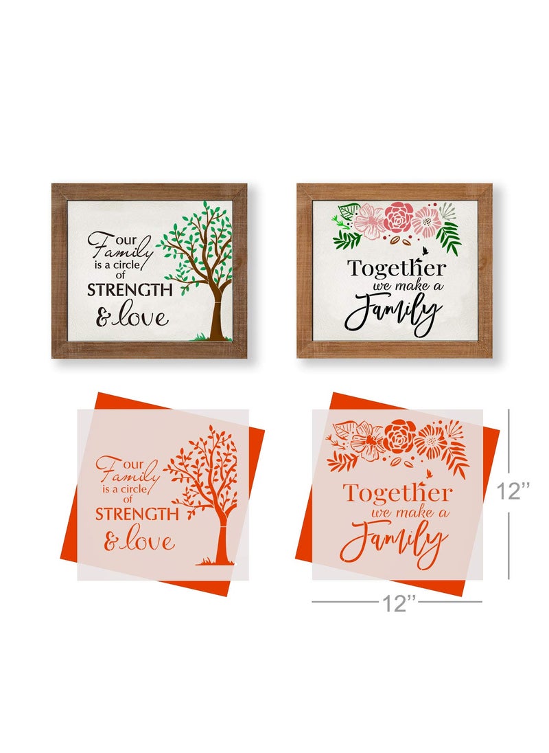 G GSS Designs GSS Designs 2 Pack Family Tree Flower Stencil (12x12 Inch) Family Together DIY Signs with Word Tree Flower Stencils for Painting on Wood, Wall Art, DIY Home Decor (SL-088)  - Image 2