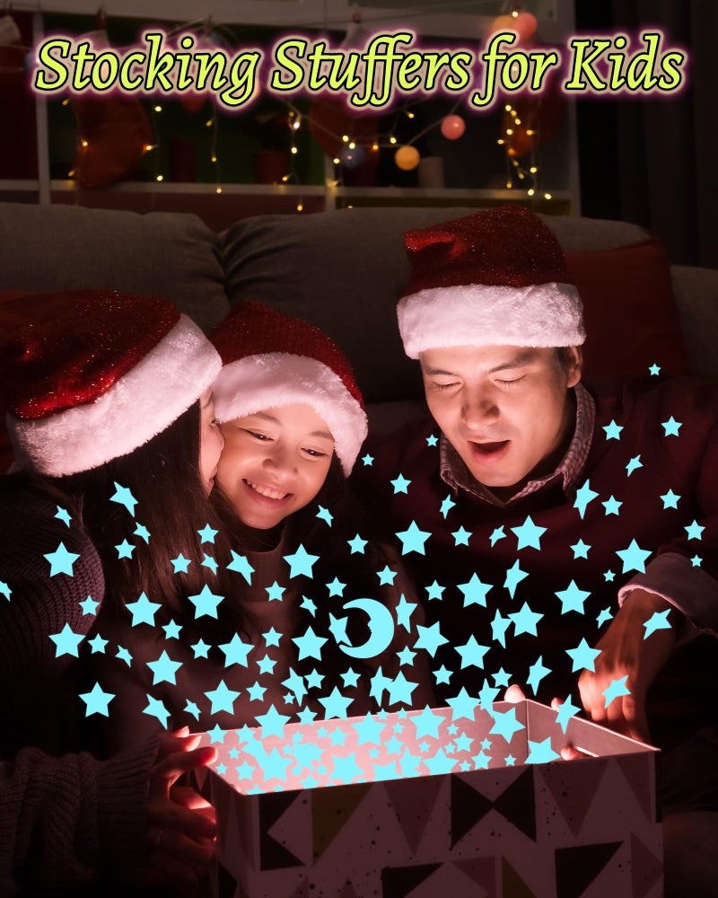 Greingways 201 Pcs Glow in The Dark Stars Stickers for Ceiling Bedroom, Stocking Stuffers for Kids Ages 3-5, 4-8, 8-12, Boys Girls Room Decor Wall Stickers Stocking Stuffers for Toddler-Blue - Image 2