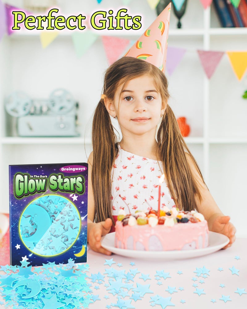 Greingways 201 Pcs Glow in The Dark Stars Stickers for Ceiling Bedroom, Stocking Stuffers for Kids Ages 3-5, 4-8, 8-12, Boys Girls Room Decor Wall Stickers Stocking Stuffers for Toddler-Blue - Image 3