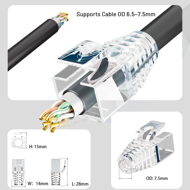 Purple RJ45 CAT7 CAT6a Ethernet Network Cable Strain Relief Boots 200pcs - Image 5