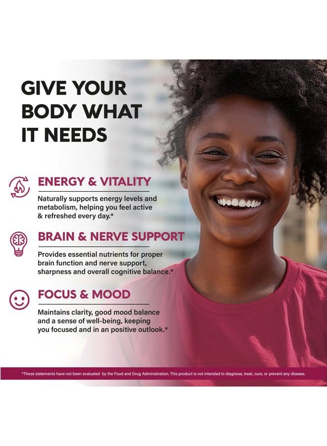 NUTRAHARMONY Vitamin B Complex for Men & Women - Made in USA - 11-in-1 B-Complex: B1, B2, B3, B5, B6, B7, B8, B9, B12 with Vitamin C, Choline, Inositol - Energy, Brain & Heart Support Supplement, 60 Vegan Capsules - Image 2