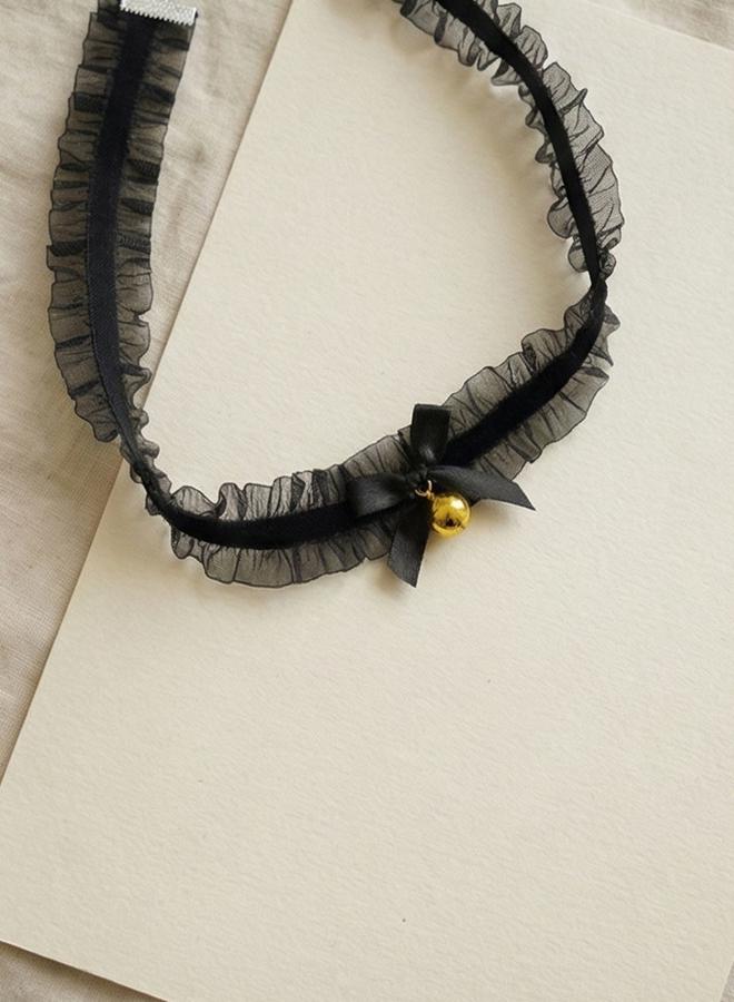 Take Two Lace Bow Bell Choker Necklace - Image 4