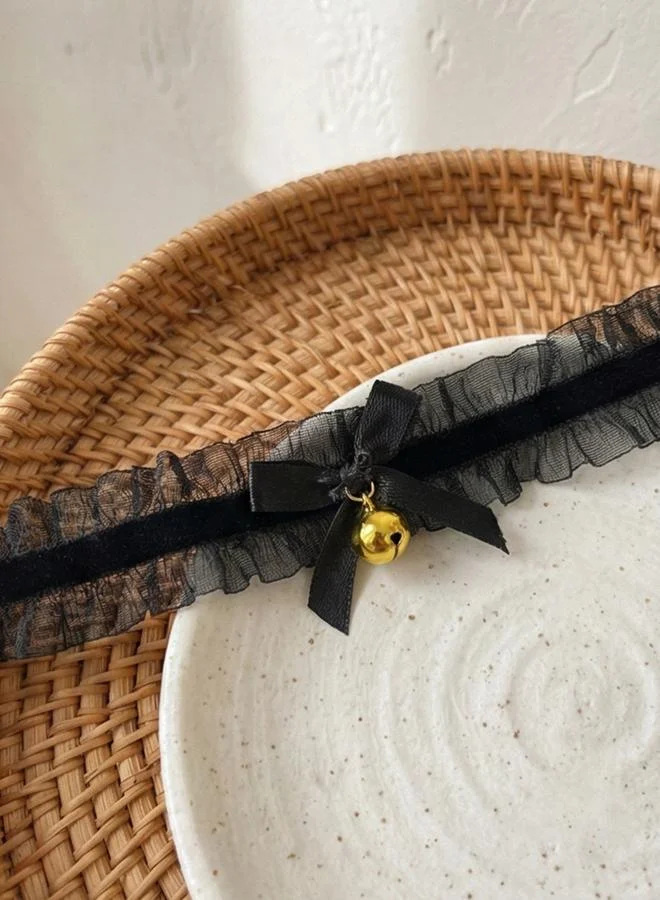 Take Two Lace Bow Bell Choker Necklace
