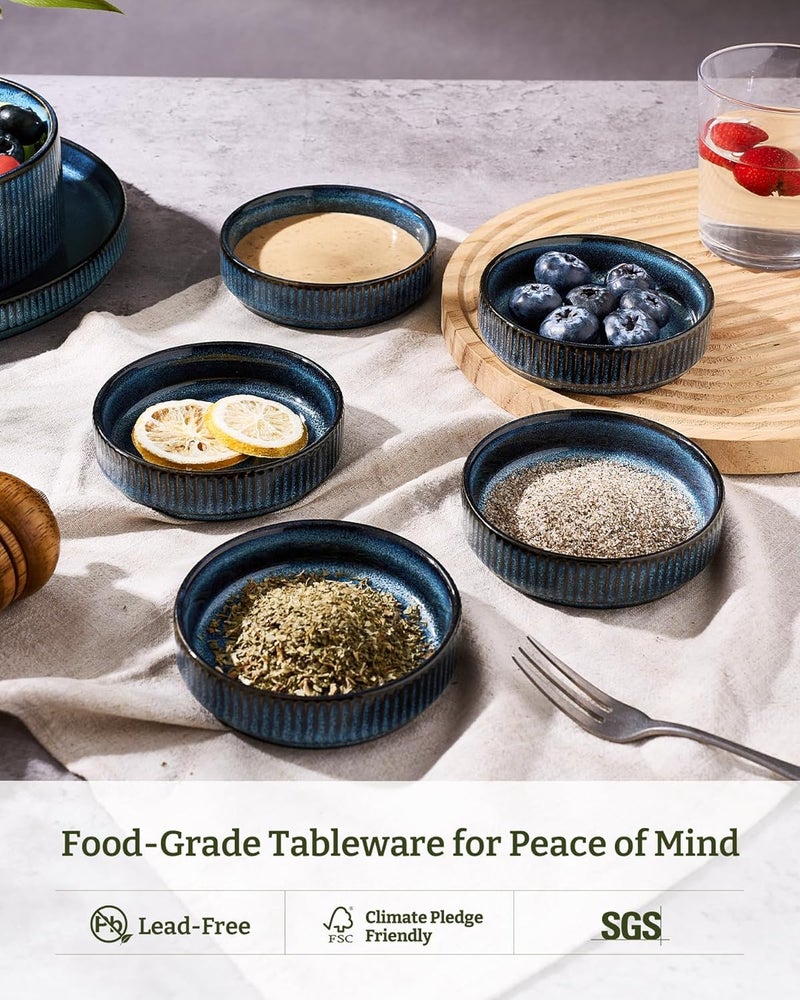 famiware Star Soy Sauce Dish Set - 6 Mini Stoneware Dipping Bowls in Nebulas Blue - Image 3