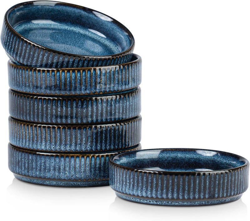 famiware Star Soy Sauce Dish Set - 6 Mini Stoneware Dipping Bowls in Nebulas Blue - Image 1
