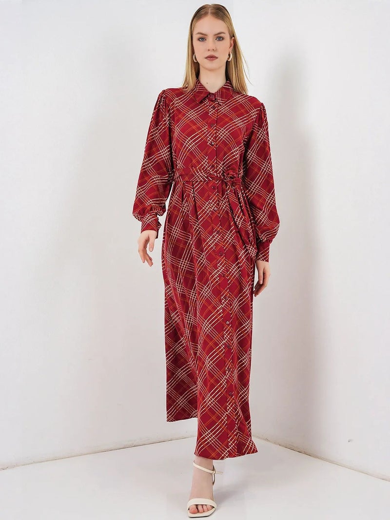 BIG DART BDART Plaid Midi Shirt Dress with Button Closure - Image 3