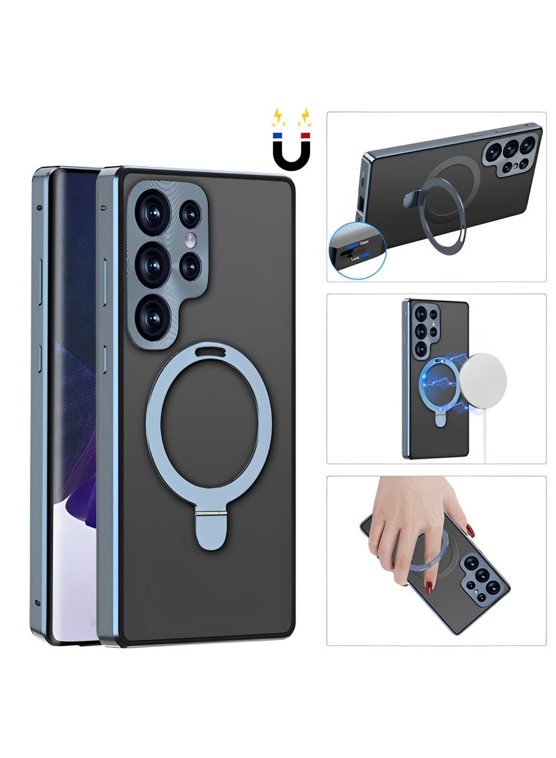 REOCLE Magnetic Phone Case Phone Cover Double-Sided Protection Metal Frame Phone Case with Invisible Magsafe Bracket for Samsung S23 S22 Ultra - Image 2