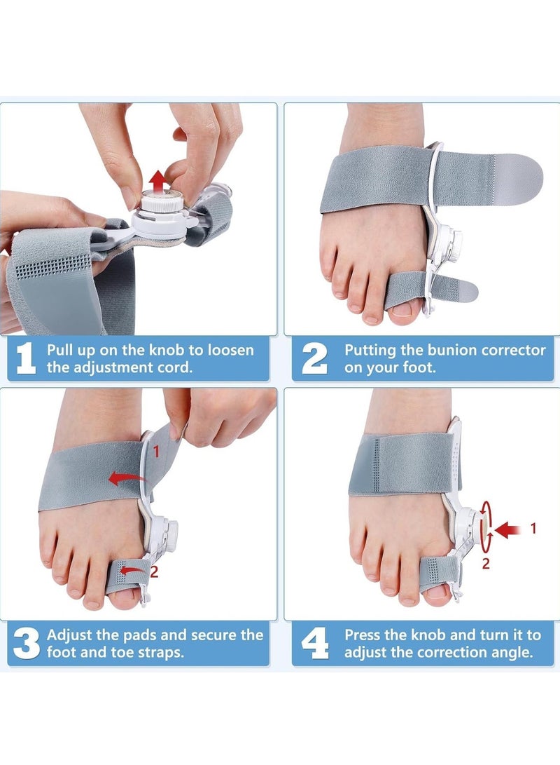 تصحيح التهاب الإبهام القابل للتعديل، دعامة إبهام مع مقبض للرجال والنساء، لتخفيف ألم إصبع القدم الكبير، جهاز تقويم القدم للأقدام اليسرى واليمنى، مع وسادة مريحة وفعالة - Image 4