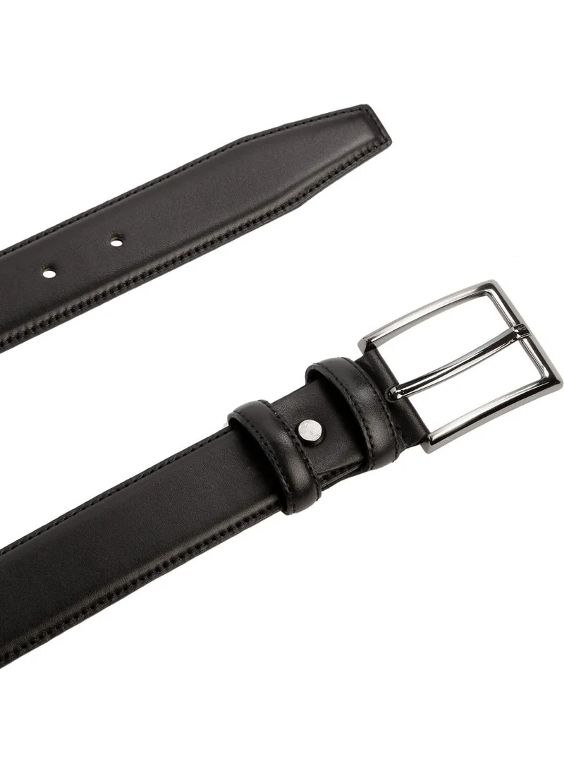 جنكيز باكيل Leather Men's Belt Black 3.5 cm