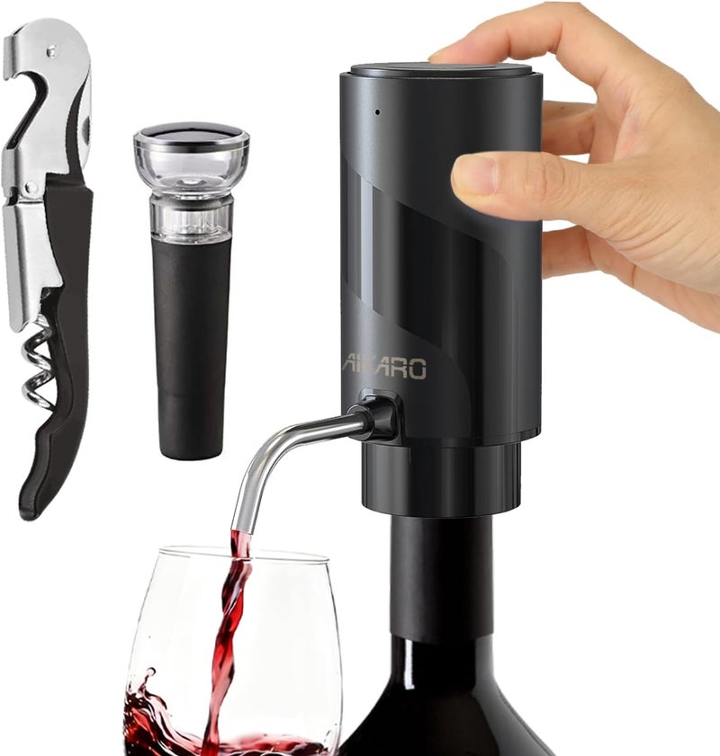 AIKARO - Electric Wine Aerator Pourer Rechargeable Automatic Decanter, with Corkscrew and Vacuum Stopper (Set) - Image 1