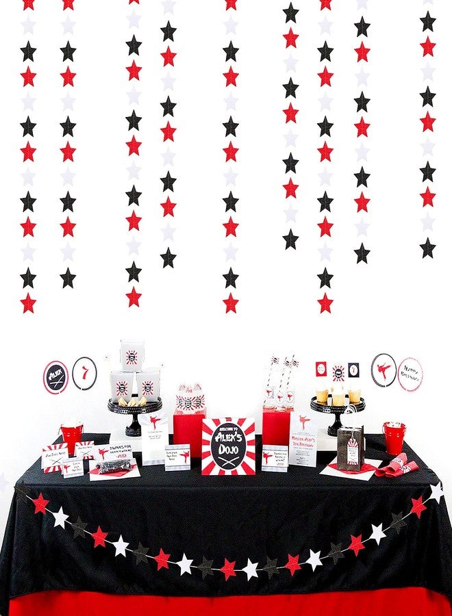 Hugtmr Black White-Red Birthday Party-Decorations Garland - 62FT Twinkle Little Star Graduation Hanging Streamers Banner,Wedding Baby Shower Backdrop, Vampire Classroom Decor Supplies - Image 5