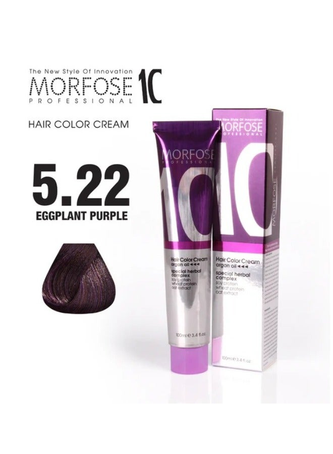 Morfose 10 Hair Color Cream with Argan Oil - Light Brown Deep Violet (5.22), 100ml - Image 1