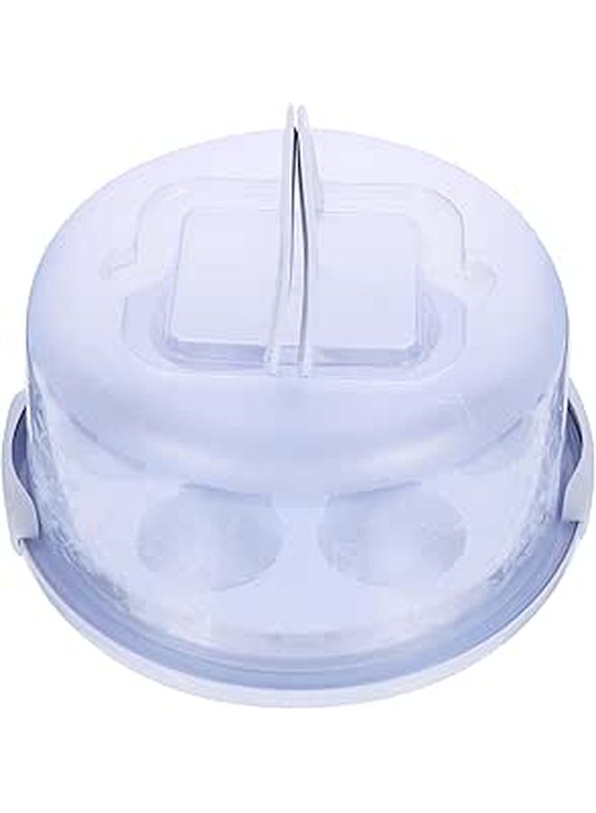 Blue Round Portable Cupcake Carrier Box With Handle Food Storage Container For Muffins Donuts Bakery Refrigerator Use - Image 1