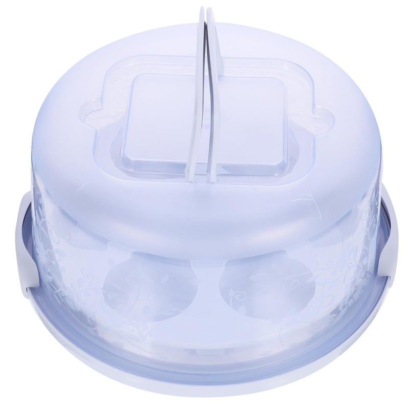Blue Round Portable Cupcake Carrier Box With Handle Food Storage Container For Muffins Donuts Bakery Refrigerator Use - Image 2