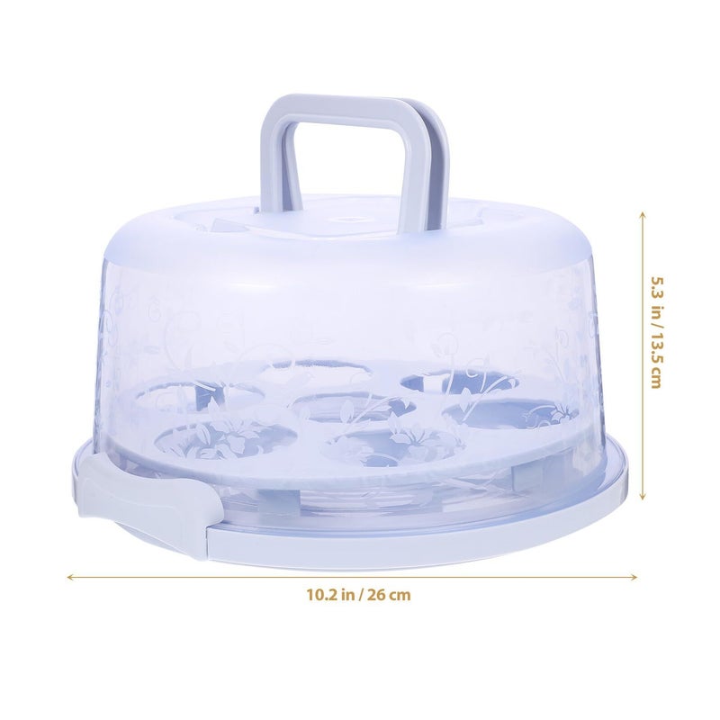 Blue Round Portable Cupcake Carrier Box With Handle Food Storage Container For Muffins Donuts Bakery Refrigerator Use - Image 3