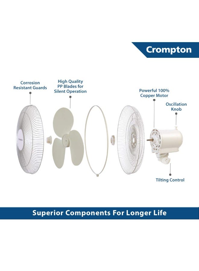 Crompton Hiflo Neo 16-Inch Table Fan 400mm (kd White) | High speed | smooth oscillations | Thermal overload protection for long lasting motor - Image 2