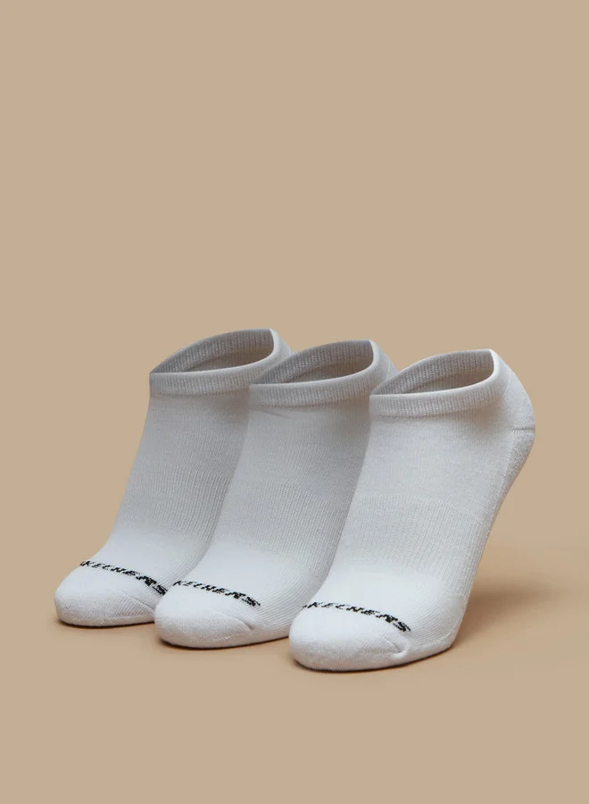 سكيتشرز جوارب رياضية بطول الكاحل بطبعة شعار من التيري - عبوة من  قطع