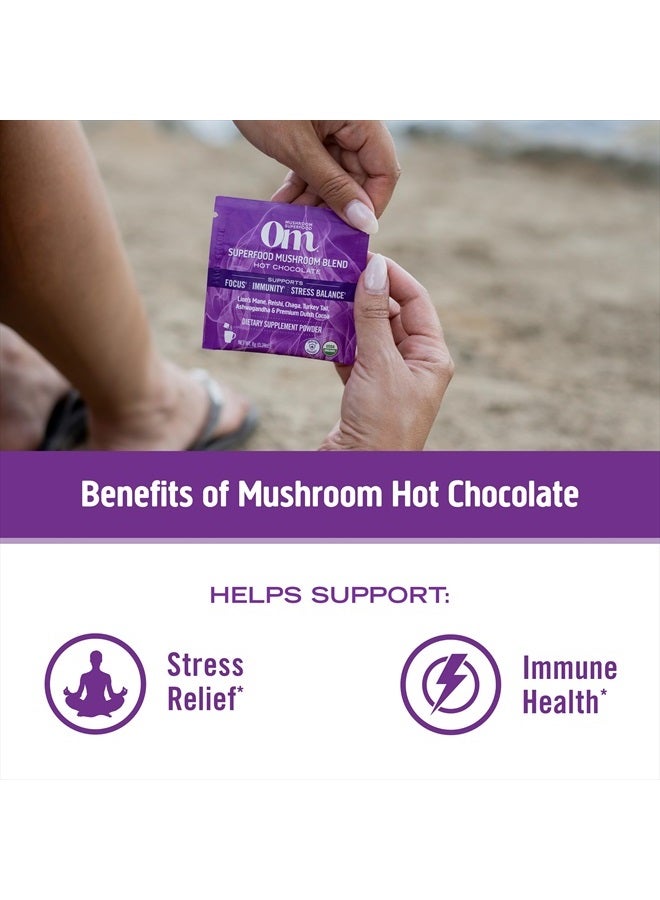 OM Mushroom Superfood Hot Chocolate Blend Mushroom Powder, Single Serve, 10 Count, Dutch Cocoa, 2g of Sugar, 25 Calories, Lion's Mane, Reishi, Chaga, Turkey Tail, Focus and Stress Support - Image 3