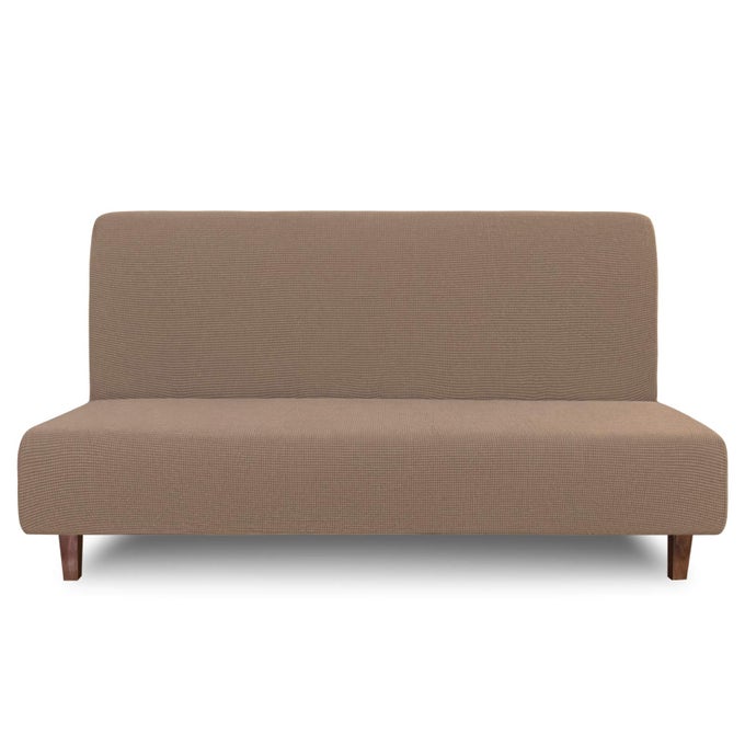 EasyGoing 100 Waterproof Futon Cover Dual Waterproof Couch Cover Stretch Jacquard Armless Sofa Cover Leakproof Furniture Protector for Kids Pets Dog and Cat Camel