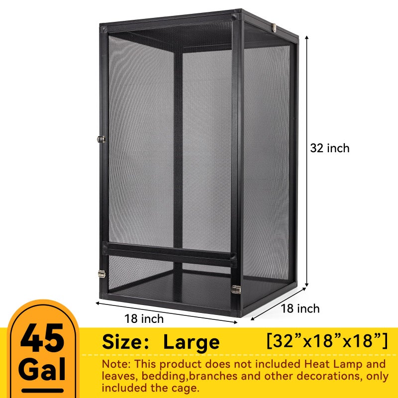 RunDuck 45 Gallon 360Â° Panoramic Foldable Reptile Terrarium Kit: Crested Gecko Tank and Reptile Cage for Superior Ventilation, Easy Feeding, Sturdiness, and Simple Assembly (Black, 32"x18"x18") - Image 5