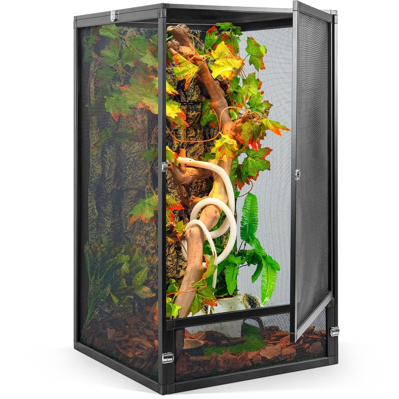 RunDuck 45 Gallon 360Â° Panoramic Foldable Reptile Terrarium Kit: Crested Gecko Tank and Reptile Cage for Superior Ventilation, Easy Feeding, Sturdiness, and Simple Assembly (Black, 32"x18"x18") - Image 1