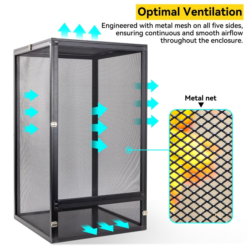 RunDuck 45 Gallon 360Â° Panoramic Foldable Reptile Terrarium Kit: Crested Gecko Tank and Reptile Cage for Superior Ventilation, Easy Feeding, Sturdiness, and Simple Assembly (Black, 32"x18"x18") - Image 4