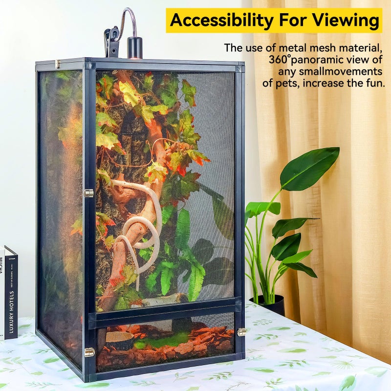 RunDuck 45 Gallon 360Â° Panoramic Foldable Reptile Terrarium Kit: Crested Gecko Tank and Reptile Cage for Superior Ventilation, Easy Feeding, Sturdiness, and Simple Assembly (Black, 32"x18"x18") - Image 2