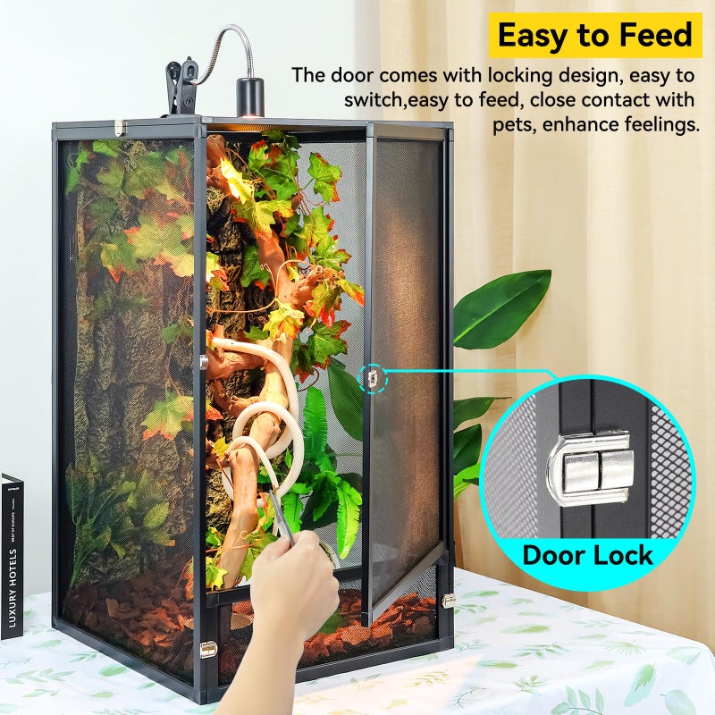 RunDuck 45 Gallon 360Â° Panoramic Foldable Reptile Terrarium Kit: Crested Gecko Tank and Reptile Cage for Superior Ventilation, Easy Feeding, Sturdiness, and Simple Assembly (Black, 32"x18"x18") - Image 3