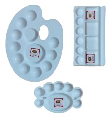 FIRST CLICK Painting Palettes for Art 301 no. 22X17 cm, Medium 16X9 cm & Oval Shaped 14X9.5 cm Paletes Set of 3 pcs Pure White Plastic - Image 1