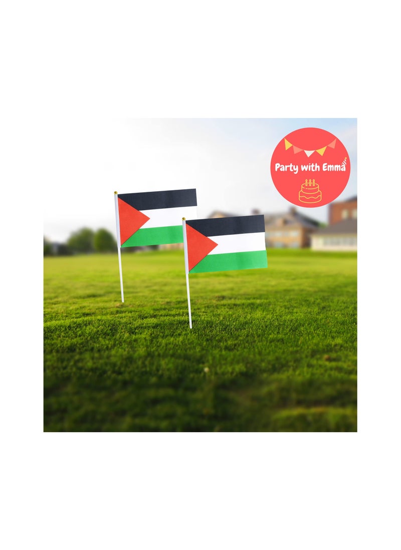 Party with Emma - 25 pieces Flag Hand Waving Desk Flags Double Sided Cake Topper Countries Flag National Day Party Supplies Flag Decoration for Baby Birthday Party (Palestine) - Image 1