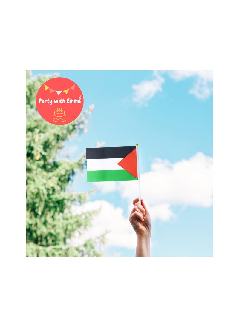 Party with Emma - 25 pieces Flag Hand Waving Desk Flags Double Sided Cake Topper Countries Flag National Day Party Supplies Flag Decoration for Baby Birthday Party (Palestine) - Image 1