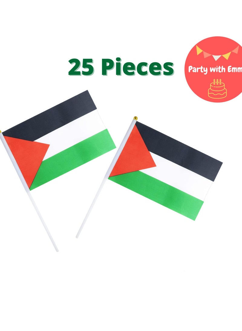 Party with Emma - 25 pieces Flag Hand Waving Desk Flags Double Sided Cake Topper Countries Flag National Day Party Supplies Flag Decoration for Baby Birthday Party (Palestine) - Image 1