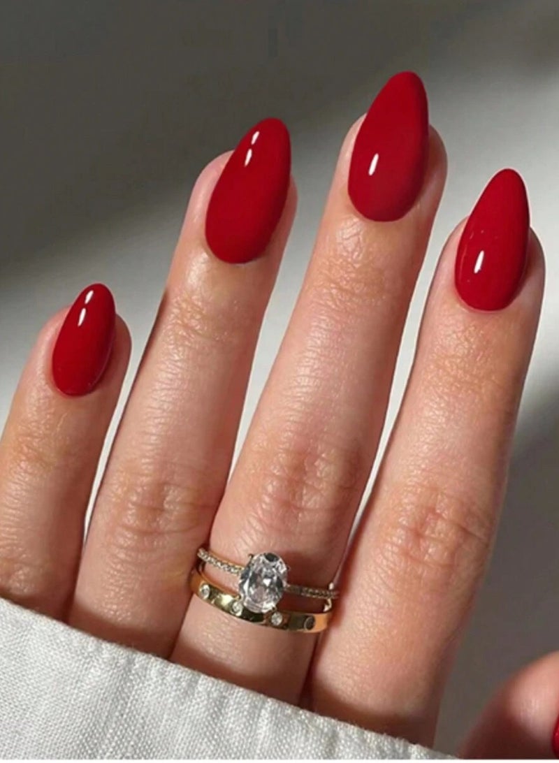 Red artificial nails containing 24 nails - Image 1