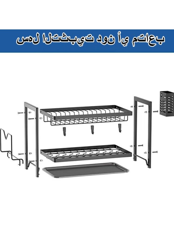 Two-tier dish drying rack 52.5x24.3x34 cm  - Image 5
