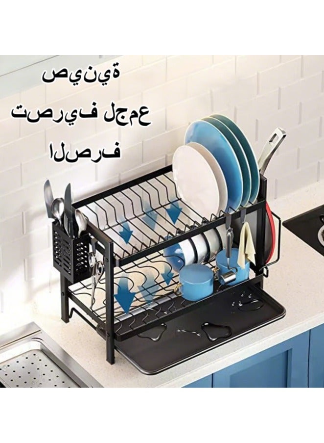Two-tier dish drying rack 52.5x24.3x34 cm  - Image 4