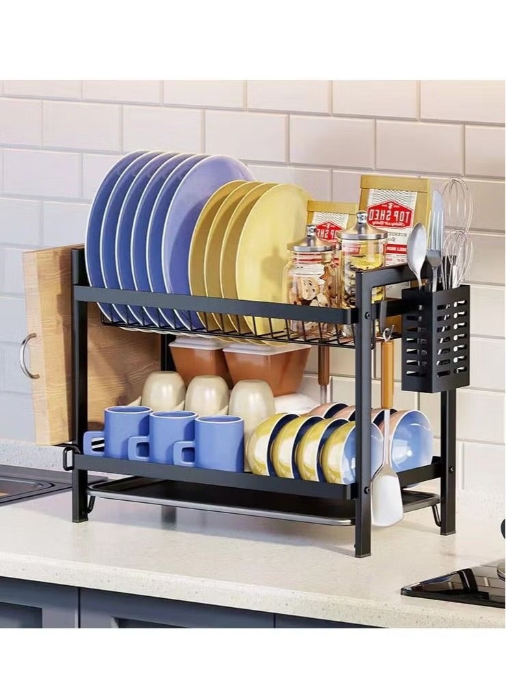 Two-tier dish drying rack 52.5x24.3x34 cm  - Image 1