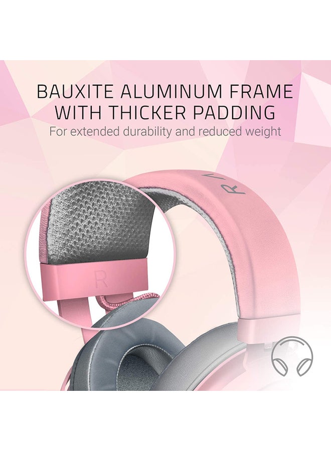 Razer Kraken Gaming Headset, Lightweight Aluminum Frame, Retractable Noise Isolating Microphone, For PC, PS4, PS5, Switch, Xbox One, Xbox Series X & S, Mobile, 3.5 mm Audio Jack - Quartz Pink - Image 4