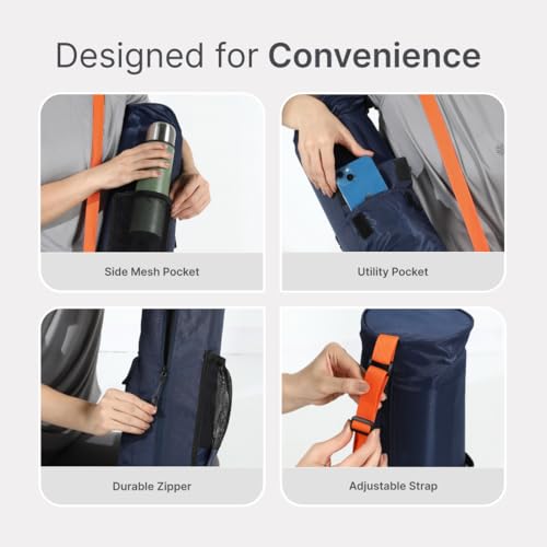 CULT Yoga Mat Carry Bag – Durable Polyester with Adjustable Shoulder Strap, Side Utility Pocket & Mesh Bottle Holder, Water-Resistant, Lightweight & Portable Cover – Fits Yoga Mats up to 6mm –Navy - Image 4